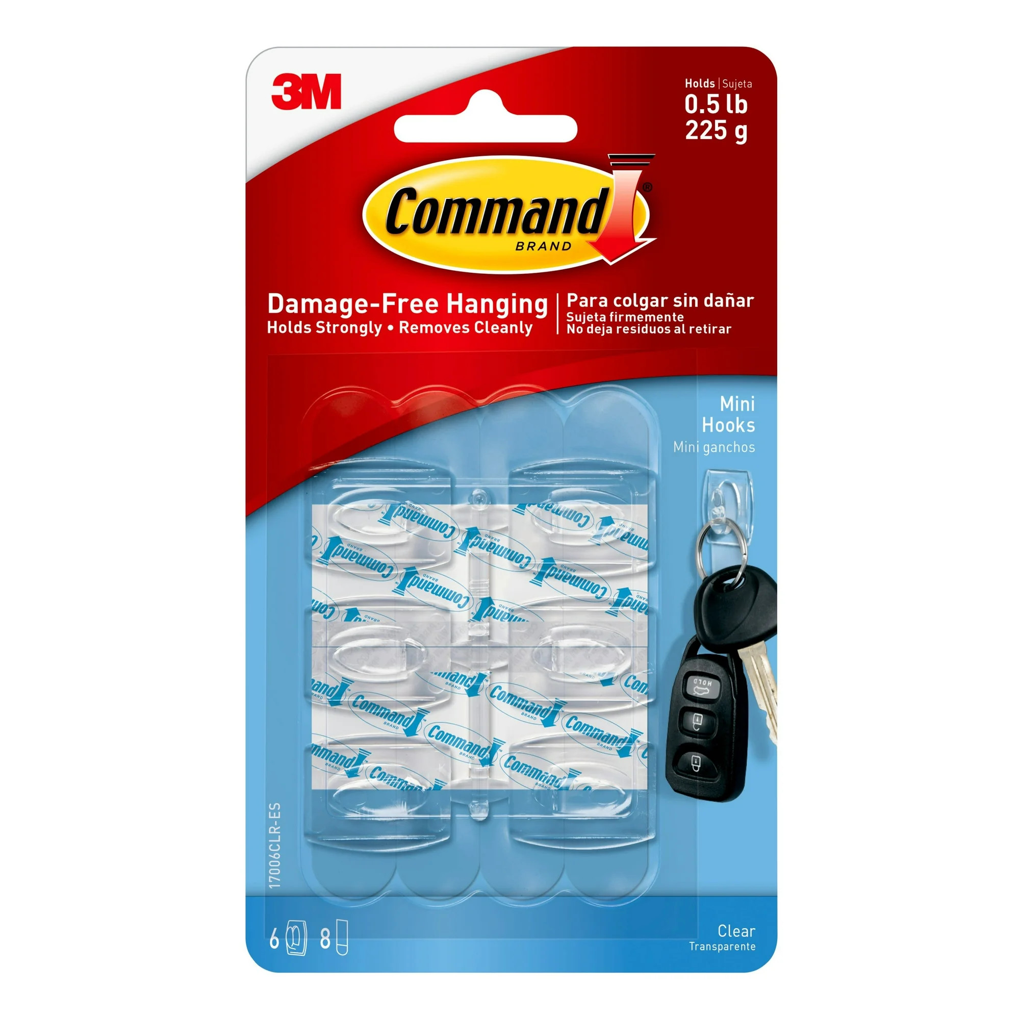 Command Mini Wall Hooks, Clear, Damage Free Hanging of Christmas Decorations, Six Hooks | Walmart (US)