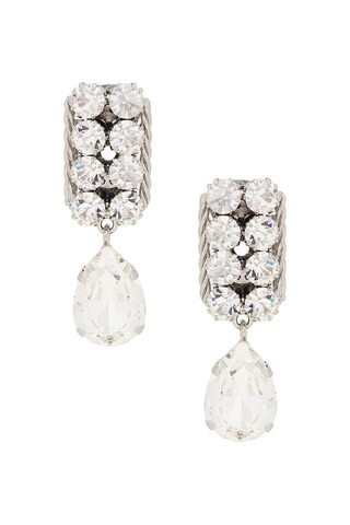 Alessandra Rich Pendant Earrings in Metallic Silver | FWRD 