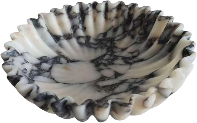 10-inch Decorative Bowl - Handmade Natural Marble, Scalloped & Ruffled Edge, Fruit Bowl, Key Hold... | Amazon (US)