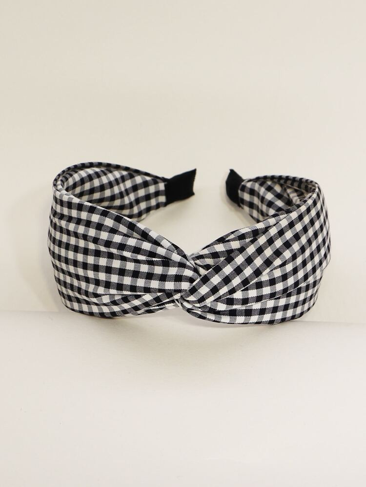 Gingham Print Twist Decor Headband | SHEIN