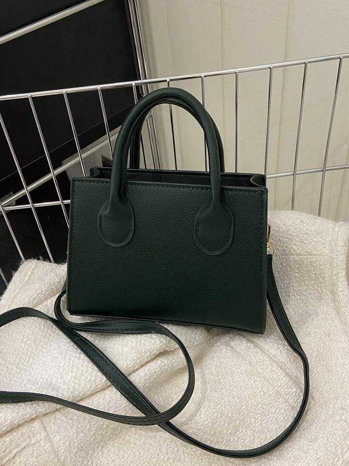 Solid Color Pu Leather Handbag, Mini Square Shoulder Bag, Crossbody Bag For Women's Daily Commute... | SHEIN