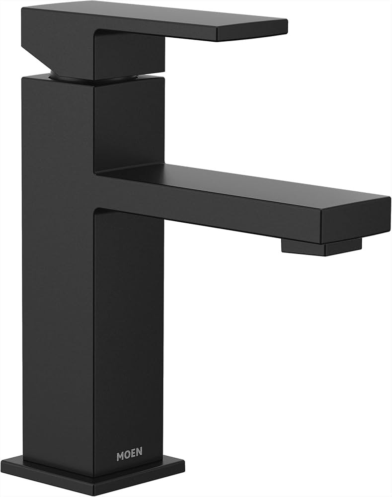 Moen Revyl Matte Black One-Handle Single Hole Modern Bathroom Sink Faucet with Optional Deckplate... | Amazon (US)
