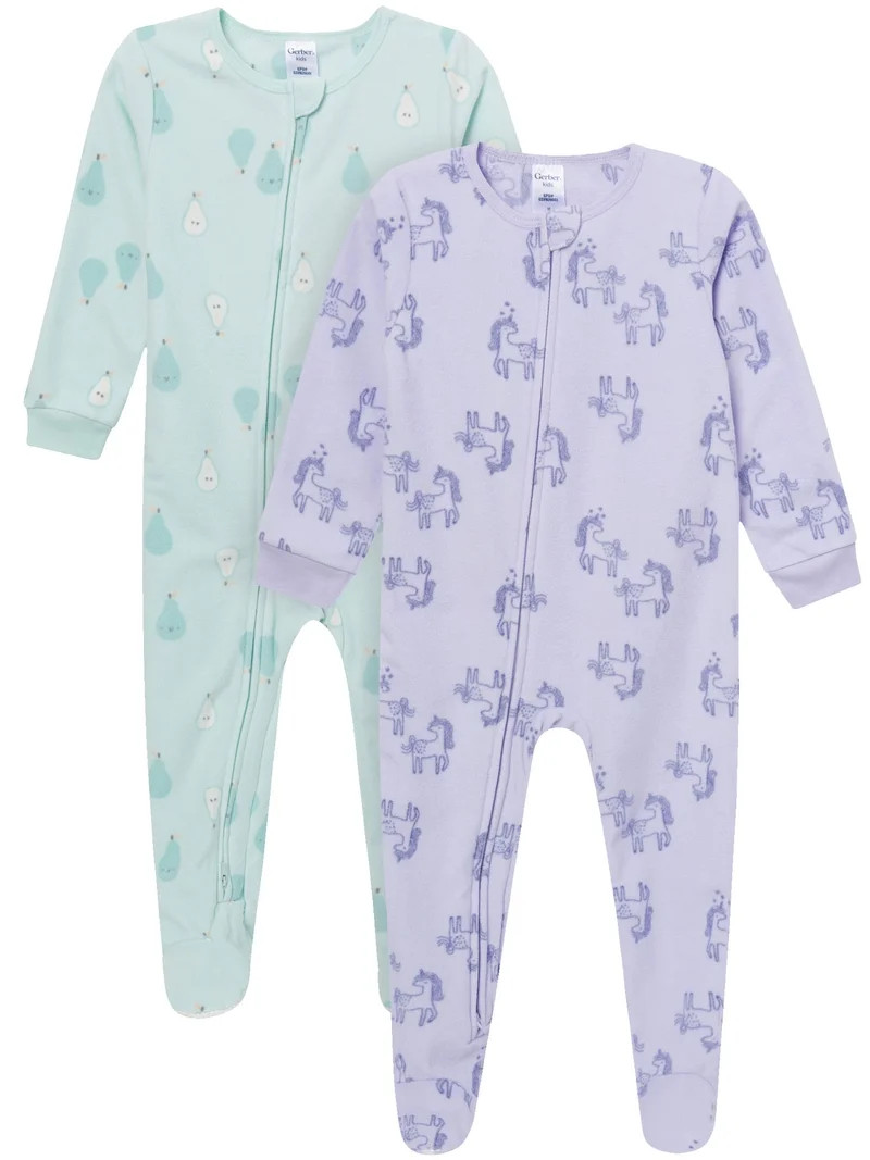 Gerber Baby and Toddler Neutral Microfleece 2-Way Zipper Blanket Sleeper Pajamas, 2-Pack, Sizes 0... | Walmart (US)