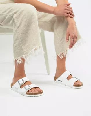 Birkenstock Arizona flat sandals in white | ASOS (Global)
