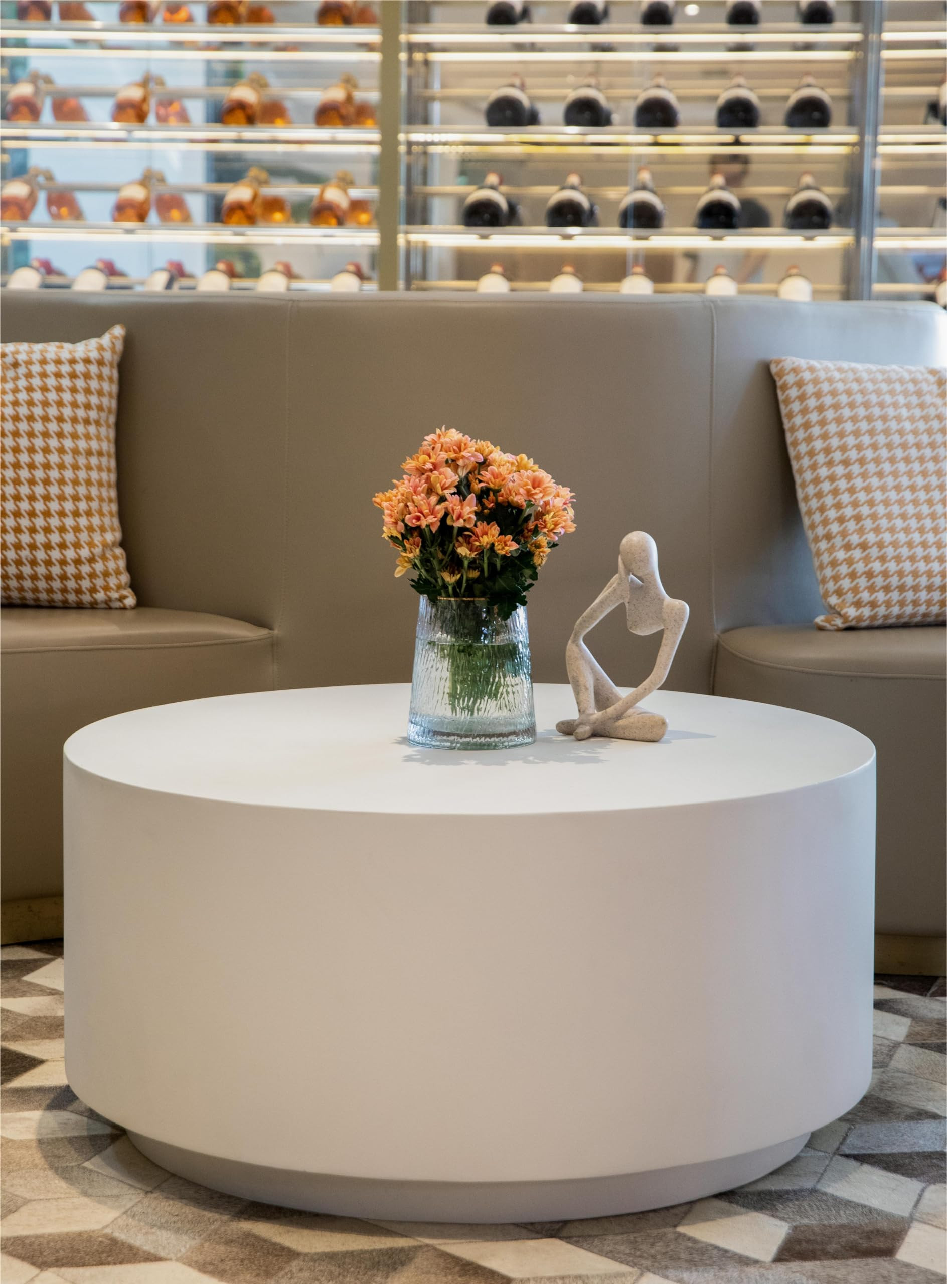 Elementi Home Rome 34" Medium Round Concrete Accent Coffee Table, Modern Minimalist Coffee Table,... | Amazon (US)