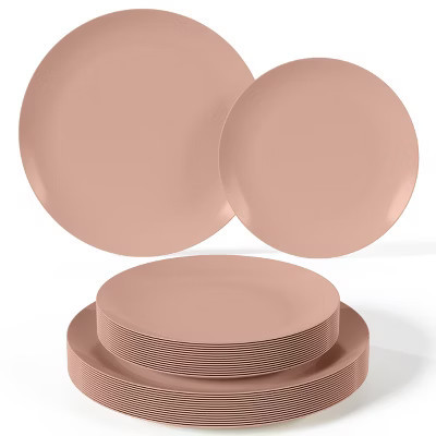 Trendables Disposable Plastic Dinnerware Set 80 PCs Blush Plastic plates for 40- Includes 40 x 8" Dessert Plates & 40 x 10" Dinner Plates | Target