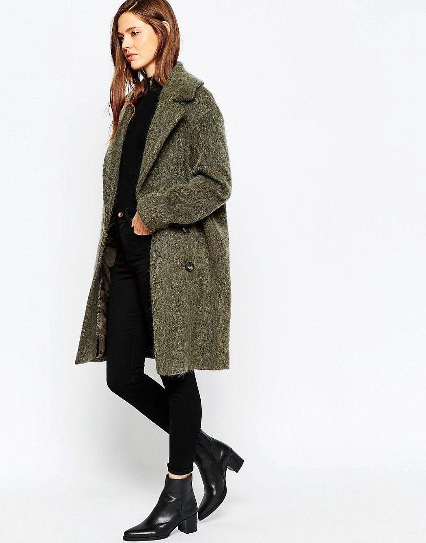 ASOS Pea Coat in Oversized Fit - Green $81.50 | ASOS US