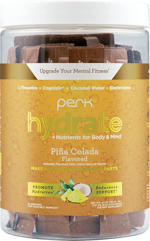 Perk Hydrate Electrolyte Stickpacks Pina Colada Flavored (20 Packets) - Coconut Water, CDP-Cholin... | Amazon (US)