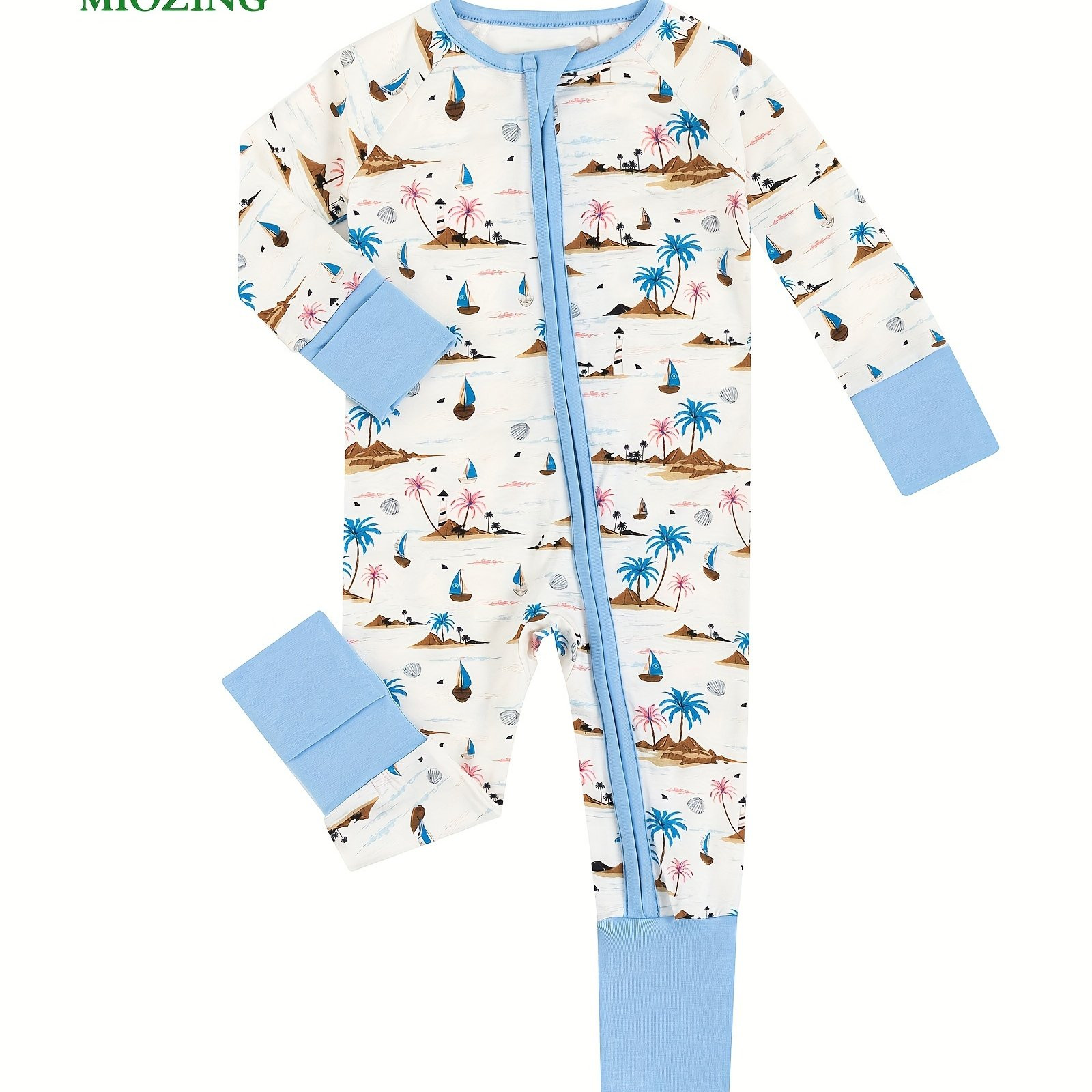 Miozing Bamboo Fiber Bodysuit Baby Cartoon Beach Pattern - Temu | Temu Affiliate Program