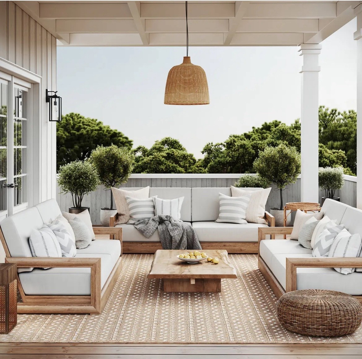 This indoor/outdoor neutral woven rug is the foundation of this entire outdoor living space. I love the subtle pattern and warm beige tones that instantly soften the seating area while still being durable enough for high-traffic patios.
✨ It’s currently extra 20% off, making it such a great end-of-season find. I’ve tagged the exact rug shown, along with similar outdoor sofas, wood coffee tables, woven lighting, and patio accents to recreate this look.

#rugsusa

#LTKSaleAlert #LTKHome