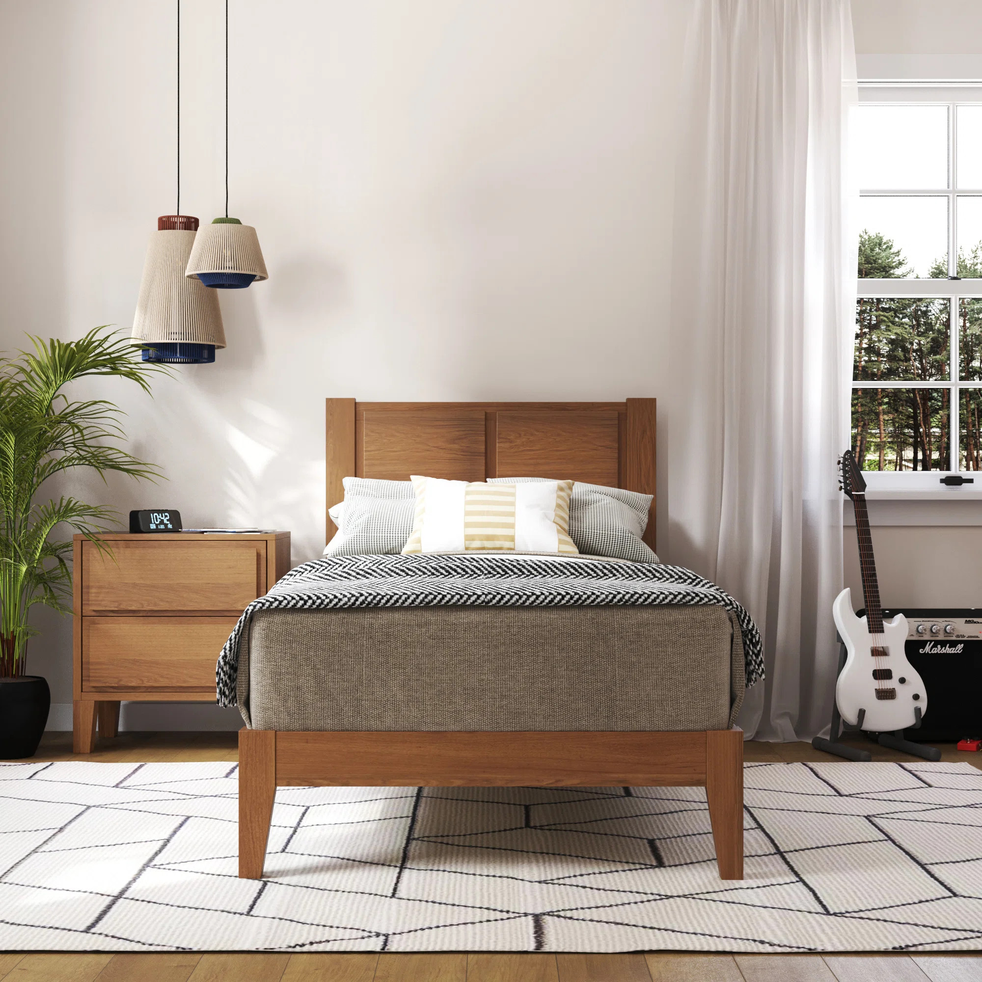 Ariana Solid Wood Walnut Bed Frame | Wayfair North America