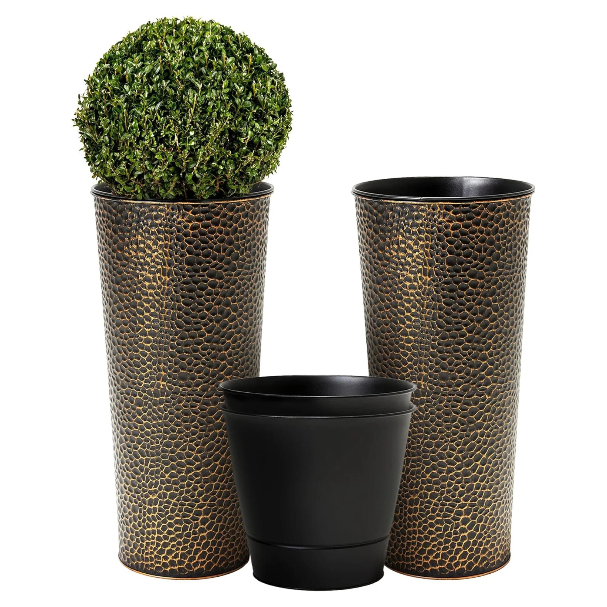 Worth 2 Pack 25" Metal Planter with Inside Pot for Indoors or Outdoors, Bronze | Walmart (US)