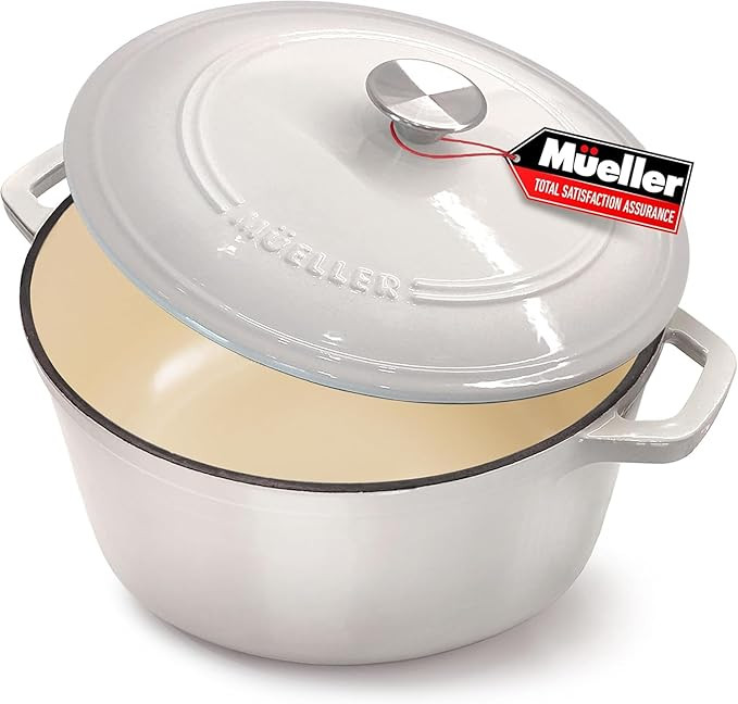 Mueller 6 Quart Enameled Cast Iron Dutch Oven, Dual Handles, Stainless Knob - For Braising, Stews... | Amazon (US)