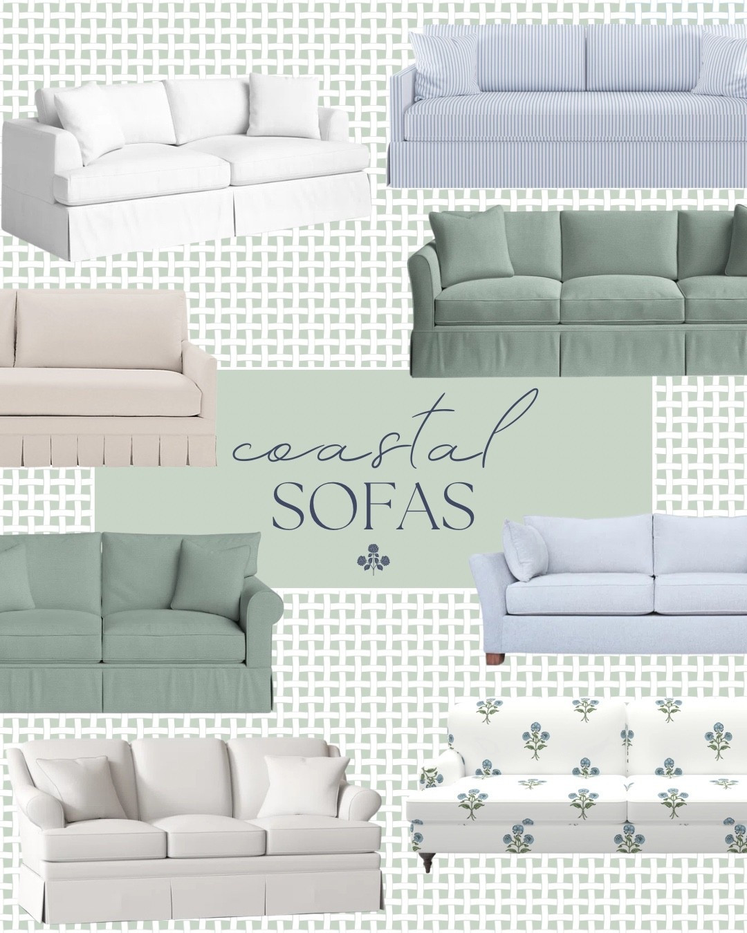 These coastal sofas feature relaxed silhouettes with slipcovers, tailored skirts, soft performance fabrics, and classic blue, green, stripe, and floral upholstery for that light, airy look. From crisp white to sage green and blue pinstripes, each style brings timeless coastal charm to a living room.

Beautiful for beach-inspired spaces or classic homes, these sofas create a space that feels calm, comfortable, and collected. Save this post for coastal sofa inspiration you’ll love for years. 🤍

coastal sofas, coastal living room sofa, slipcovered sofa coastal, white coastal sofa, sage green sofa, blue striped sofa, floral sofa coastal, skirted sofa, classic coastal furniture, beach house sofa ideas, timeless coastal decor, preppy coastal style, living room sofa inspiration

#LTKHome