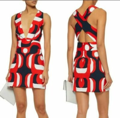 Milly Size 6 NEW Printed Poplin Mini Dress Red, Blue, White | eBay US