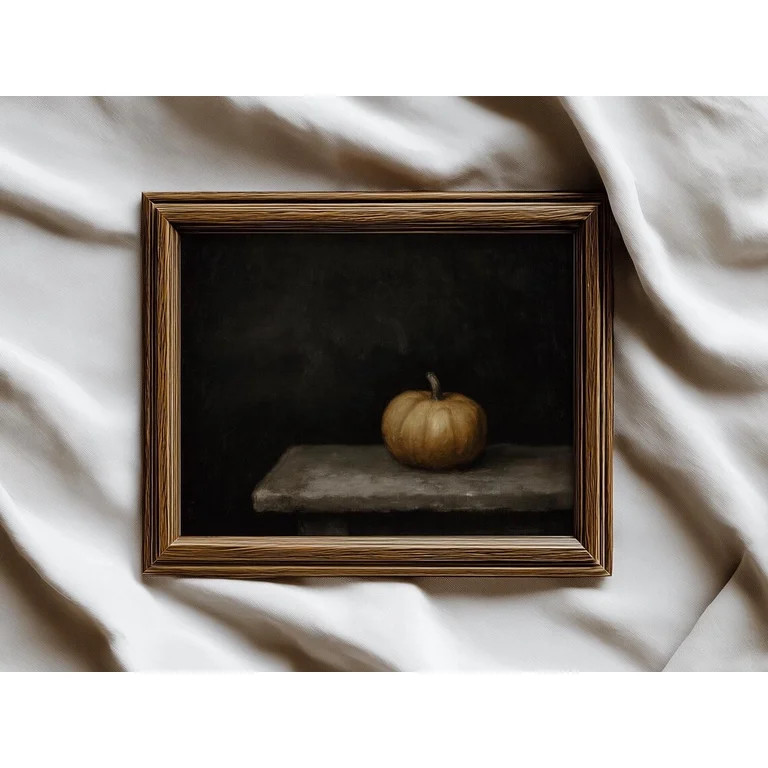 Vintage Pumpkin Art Moody Halloween Decor Rustic Still Life Dark Moody Autumn Farmhouse Decor | Walmart (US)