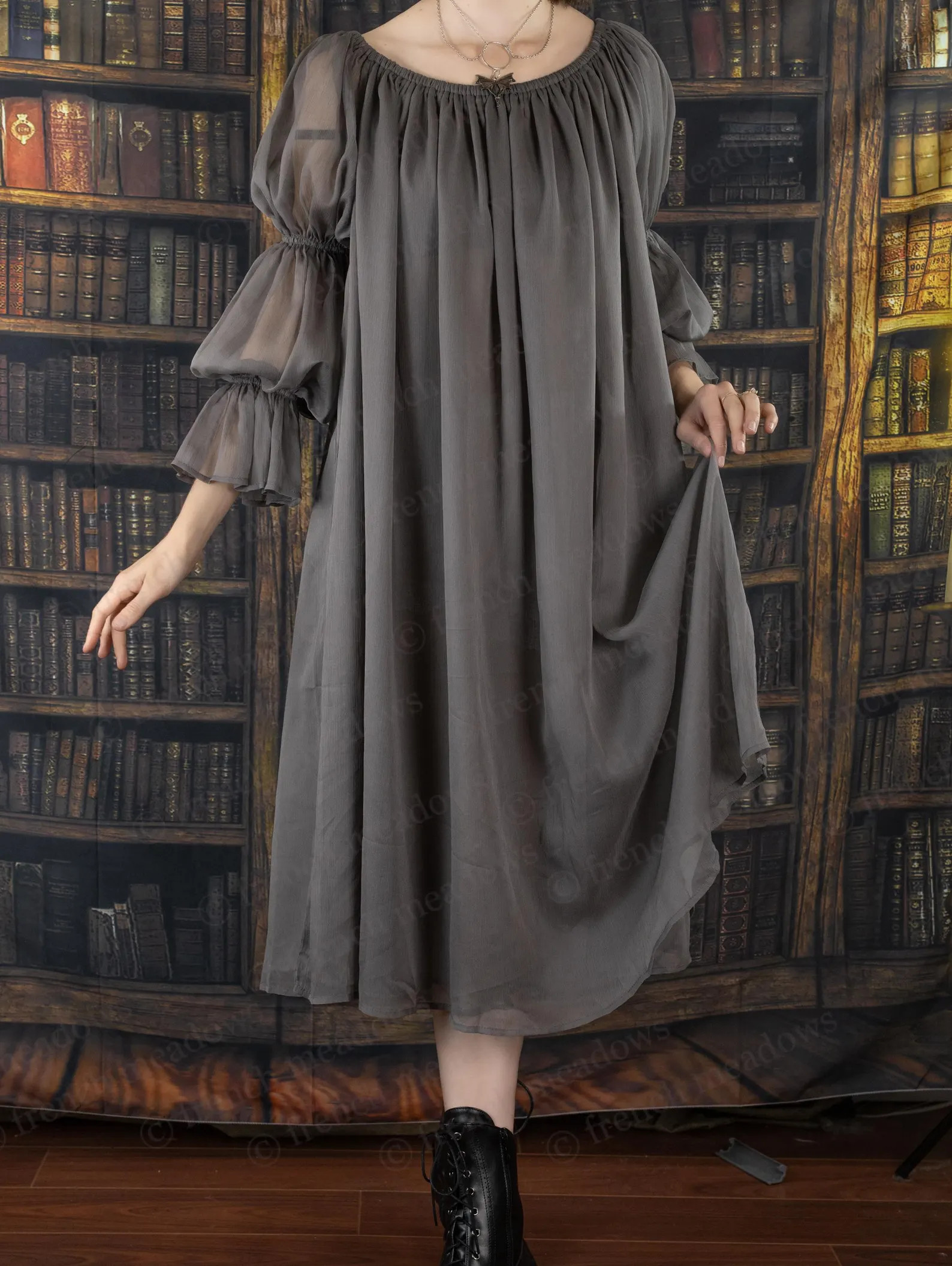 Grey Chiffon Renaissance Chemise Dress | Dark Fairy Lady Knight Witch Elf Renaissance Fae Wedding... | Etsy (US)