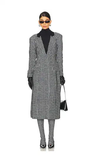Single Breasted Boy Fit Riding Coat in Large Houndstooth & Black | Revolve Clothing (Global)