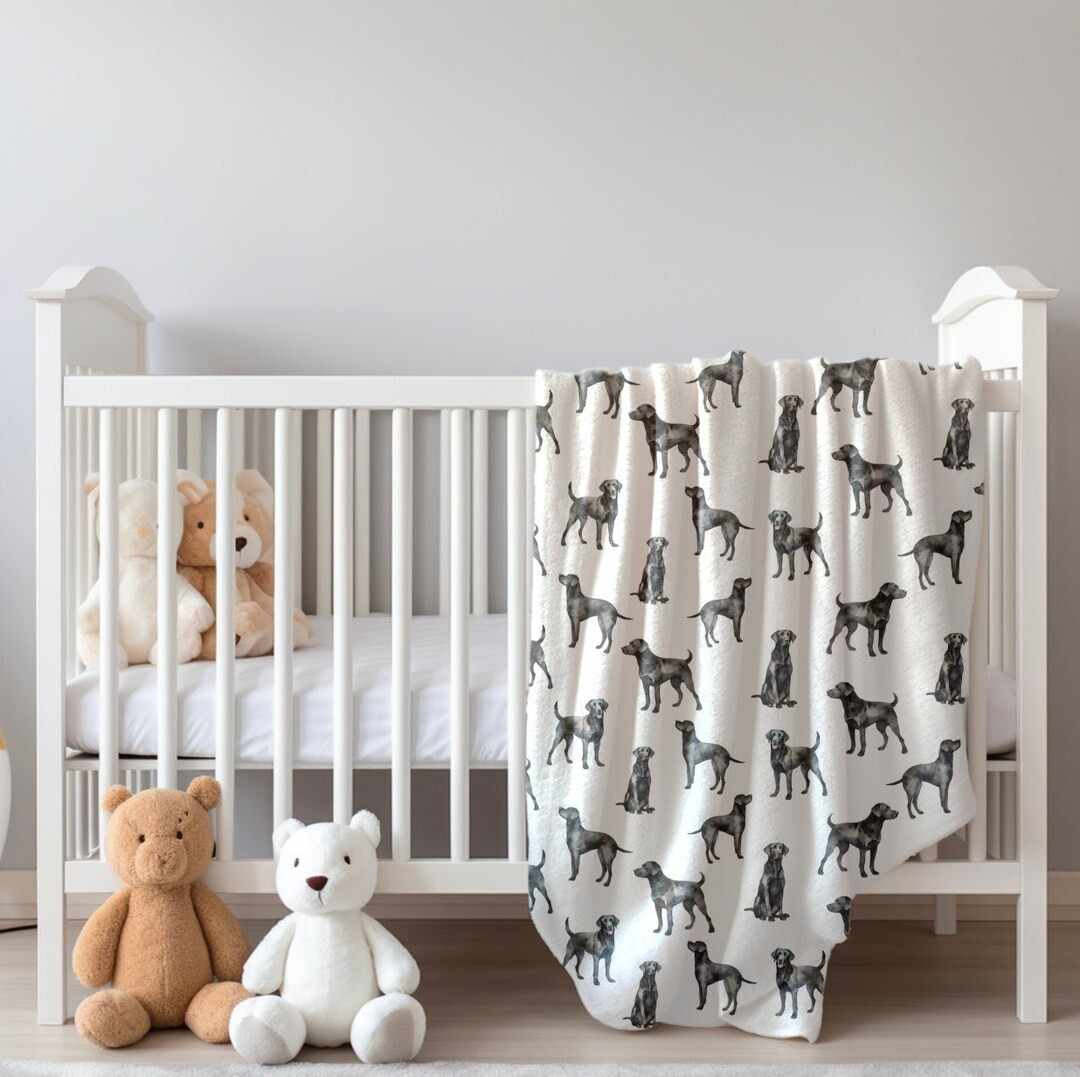 Black Lab Baby Blanket New Baby Gift Dog Lover Baby Shower Gift Dog Nursery Decor Dog Blanket Pup... | Etsy (US)