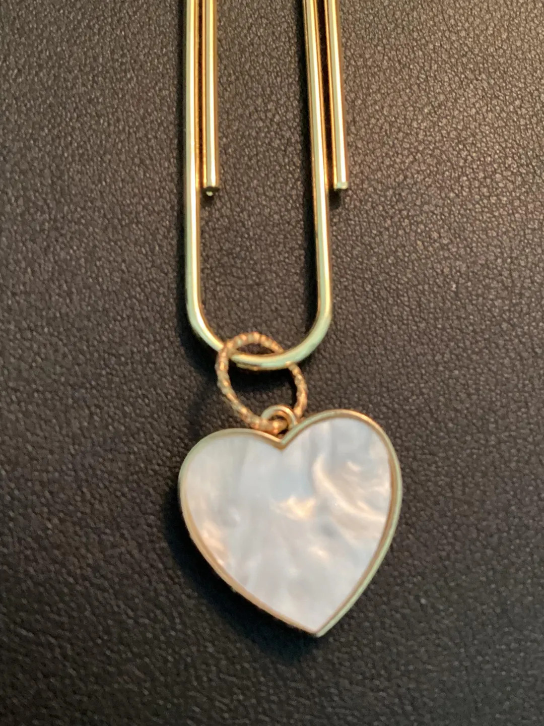 Jumbo Paperclip Heart-shaped Charm, Bookmark, Agenda Planner Accessory, Gold With Mother-of-pearl... | Etsy (US)