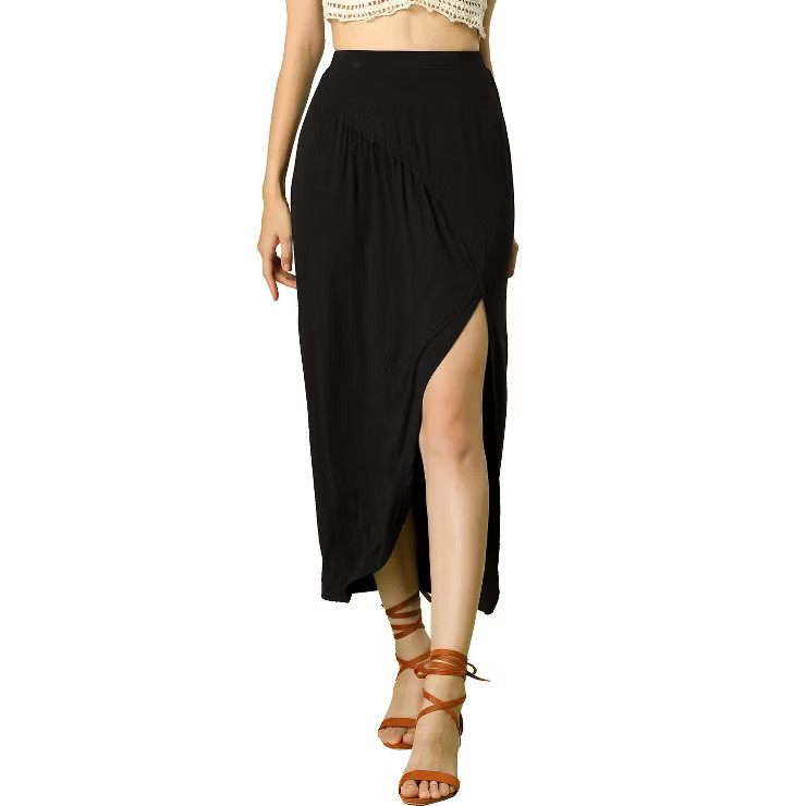 Allegra K Women's Skirt Split Ruched High Waist Summer Beach Maxi Skirts | Target