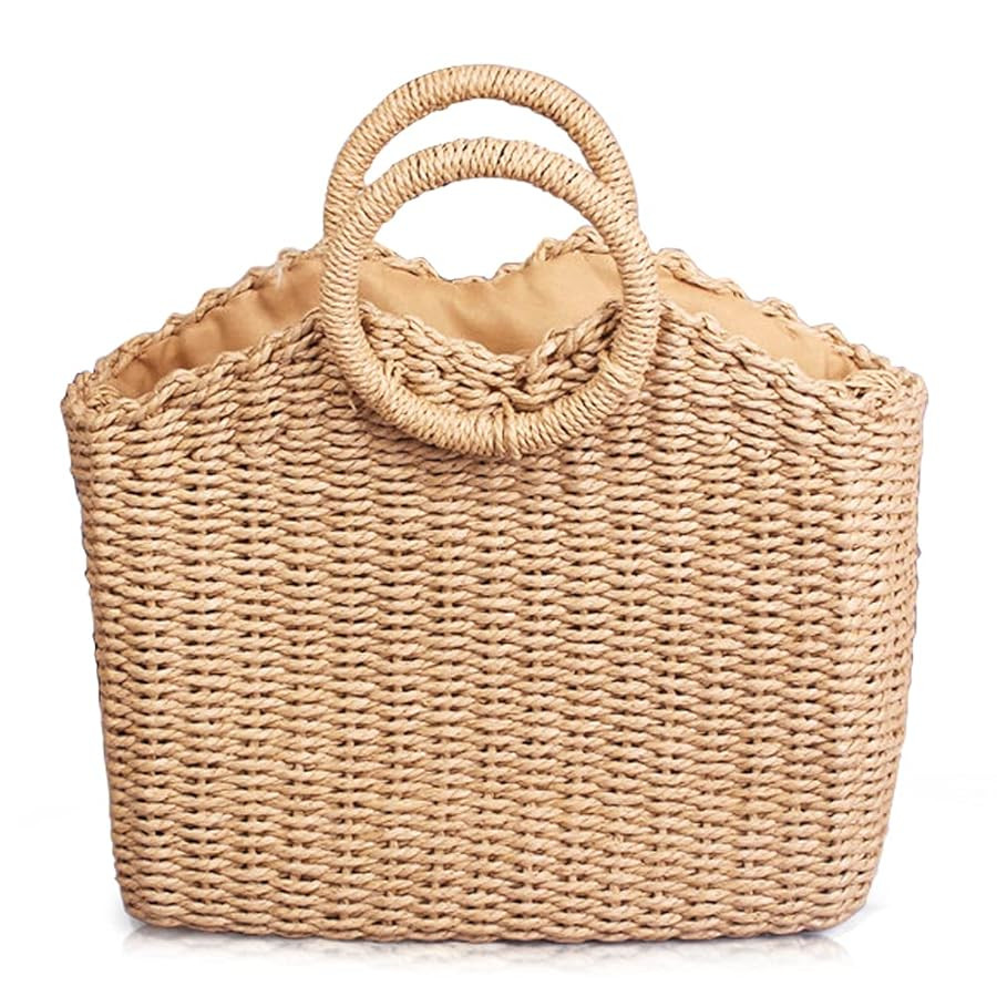 Hand-woven Square Rattan Straw Handbags, Boho Pure Colour Women Summer Straw Tote Bag Shoulder Ba... | Amazon (US)