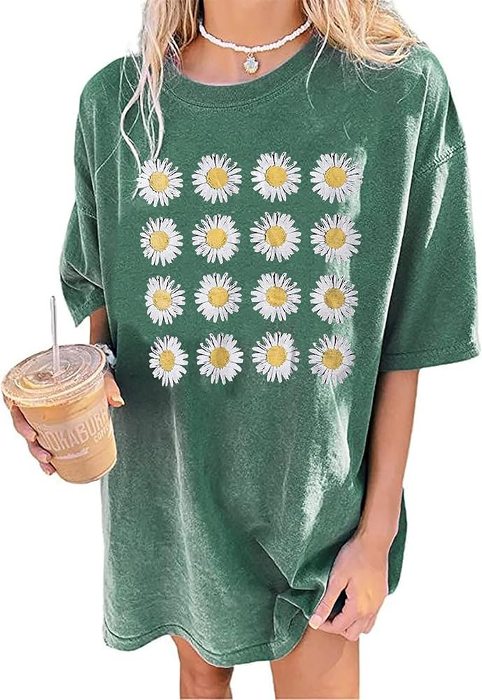 Wildflowers Shirt for Women Oversized Floral T Shirts Inspirational Graphic Tees Flower Plant Shi... | Amazon (US)