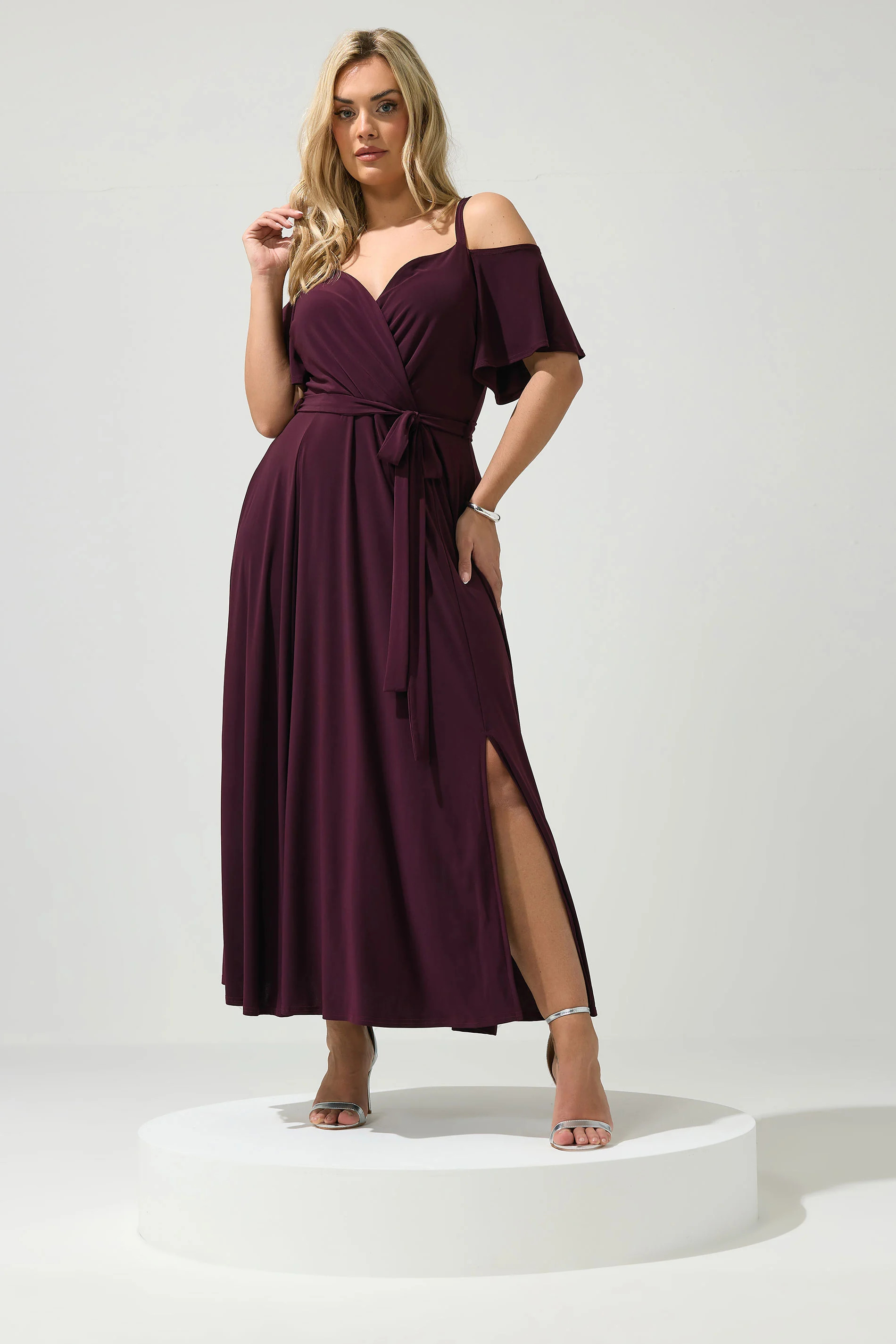 YOURS LONDON Plus Size Purple Cold Shoulder Maxi Dress | Yours Clothing UK