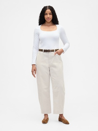 High Rise Barrel Corduroy Pants | Gap Factory