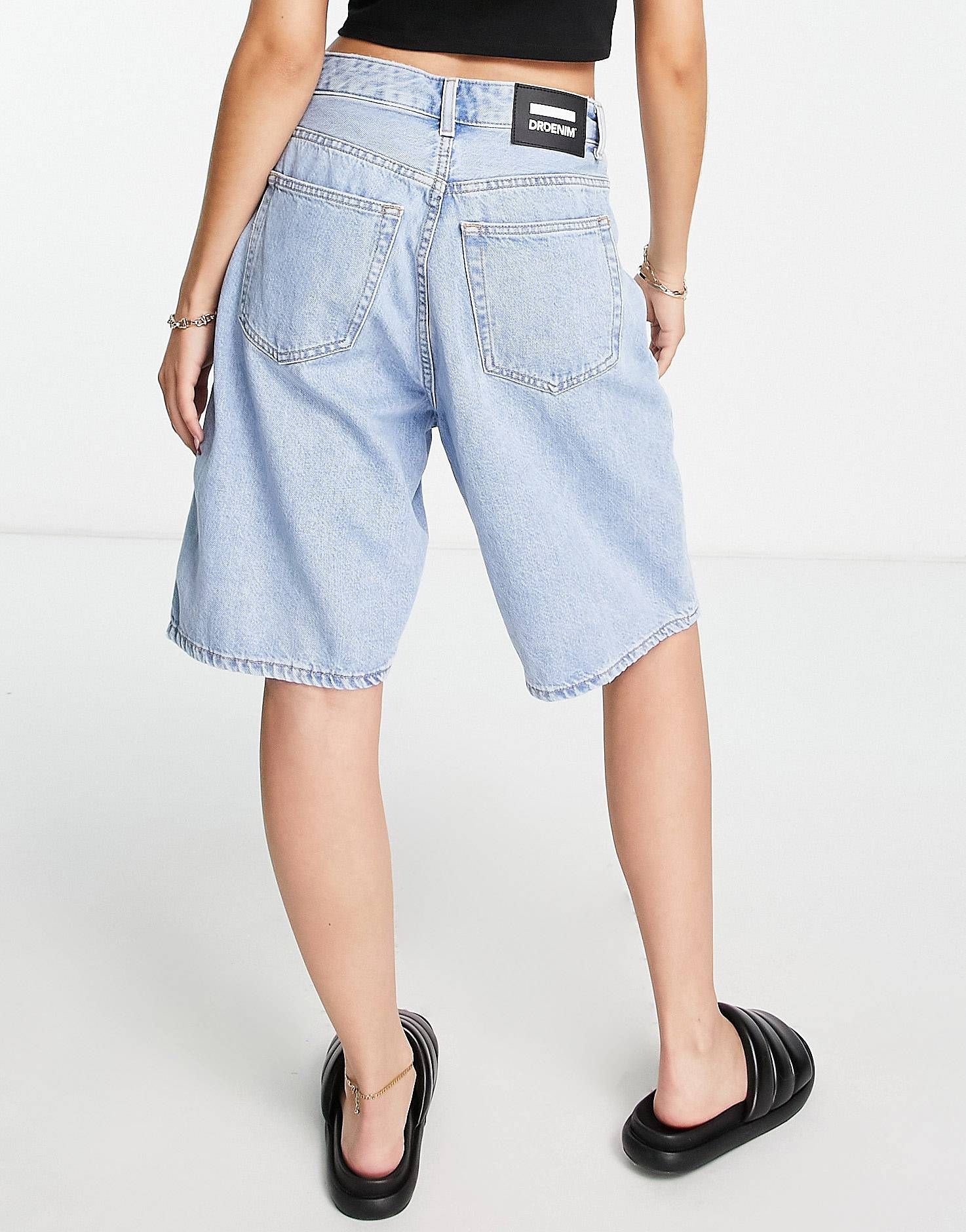 Dr Denim Bella balloon fitted shorts in light wash blue | ASOS (Global)