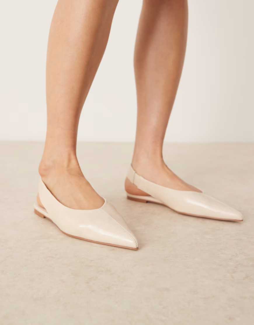 ASOS DESIGN Linford slingback ballets in off white | ASOS (Global)