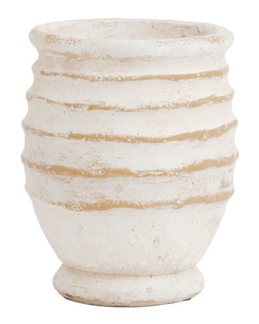 7x9  Earthy Ridged Sand And Cement Indoor Planter Vase | TJ Maxx