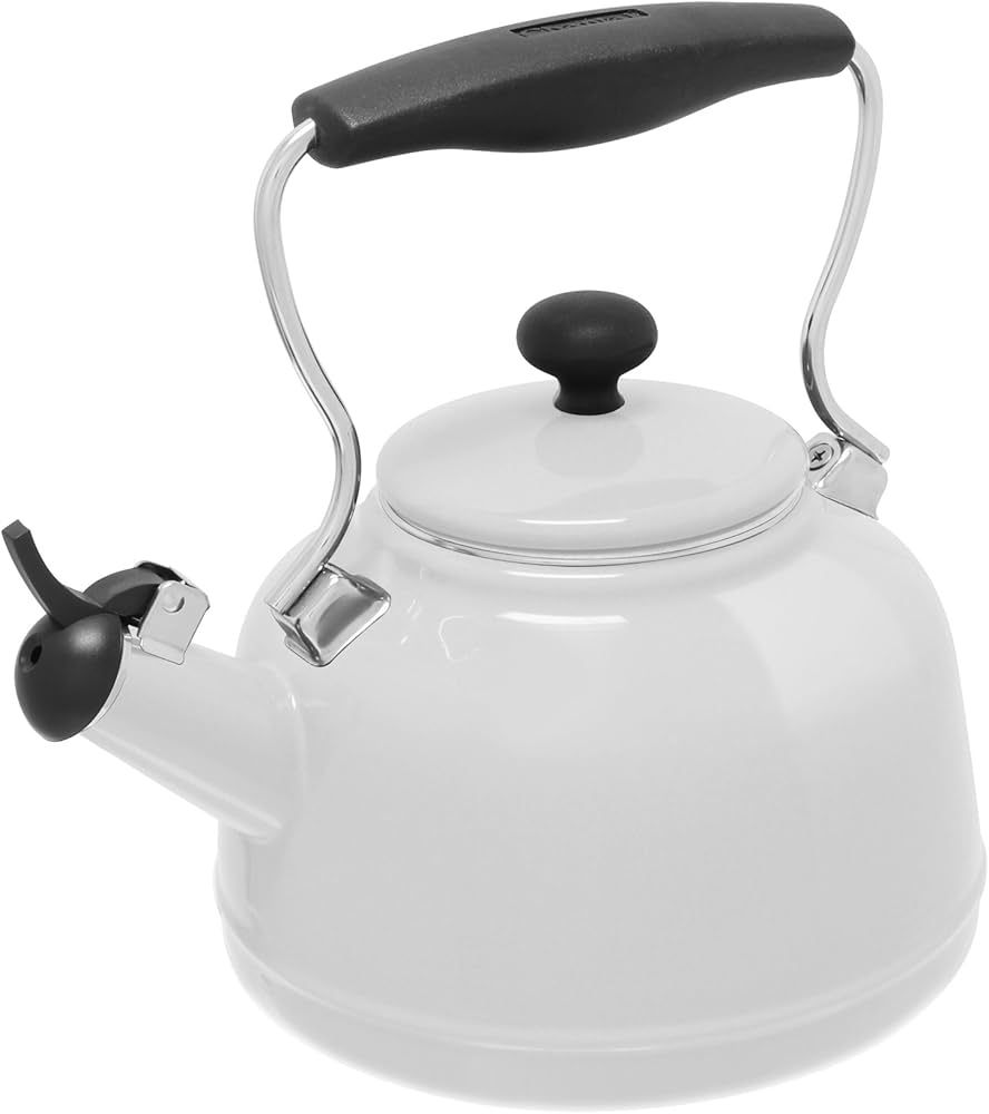 Chantal Vintage Enamel on Steel Whistling Teakettle, 1.7 quart, White | Amazon (US)