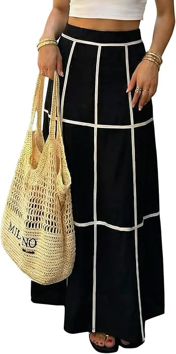EXLURA Womens Fall Maxi Skirts Boho Flowy Long Skirts Work Holiday Outfits | Amazon (US)