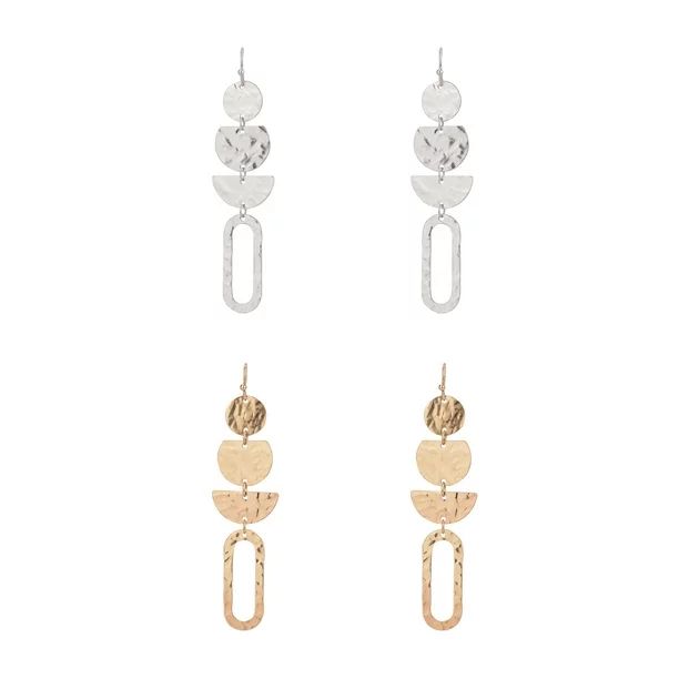 The Pioneer Woman - Women's Jewelry, Soft Silver-tone and Soft Gold-tone Metal Drop Duo Earring S... | Walmart (US)