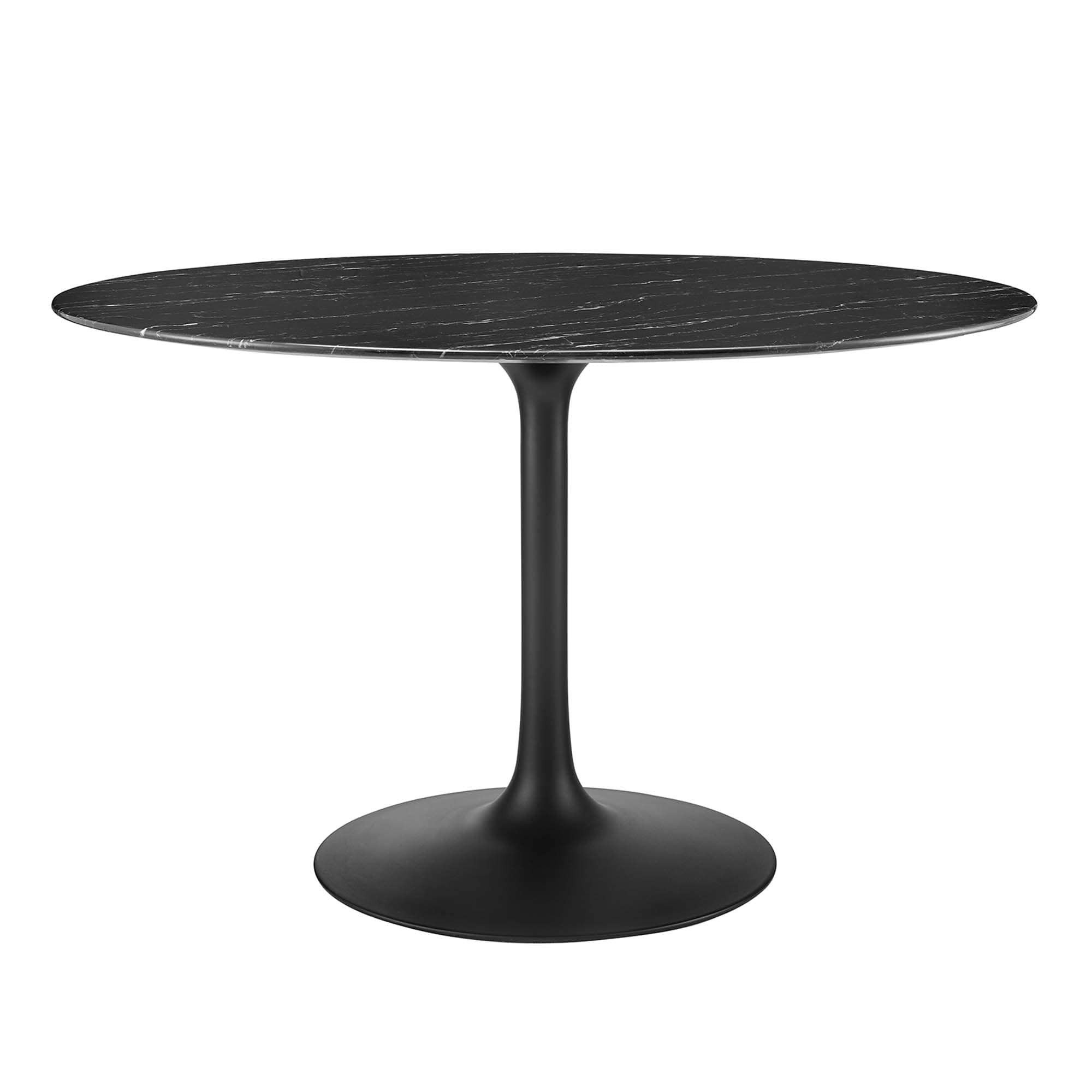 Modway Lippa 48 Inch Round Faux Marble Dining Table in Black | EEI-4877-BLK-BLK | Lowe's
