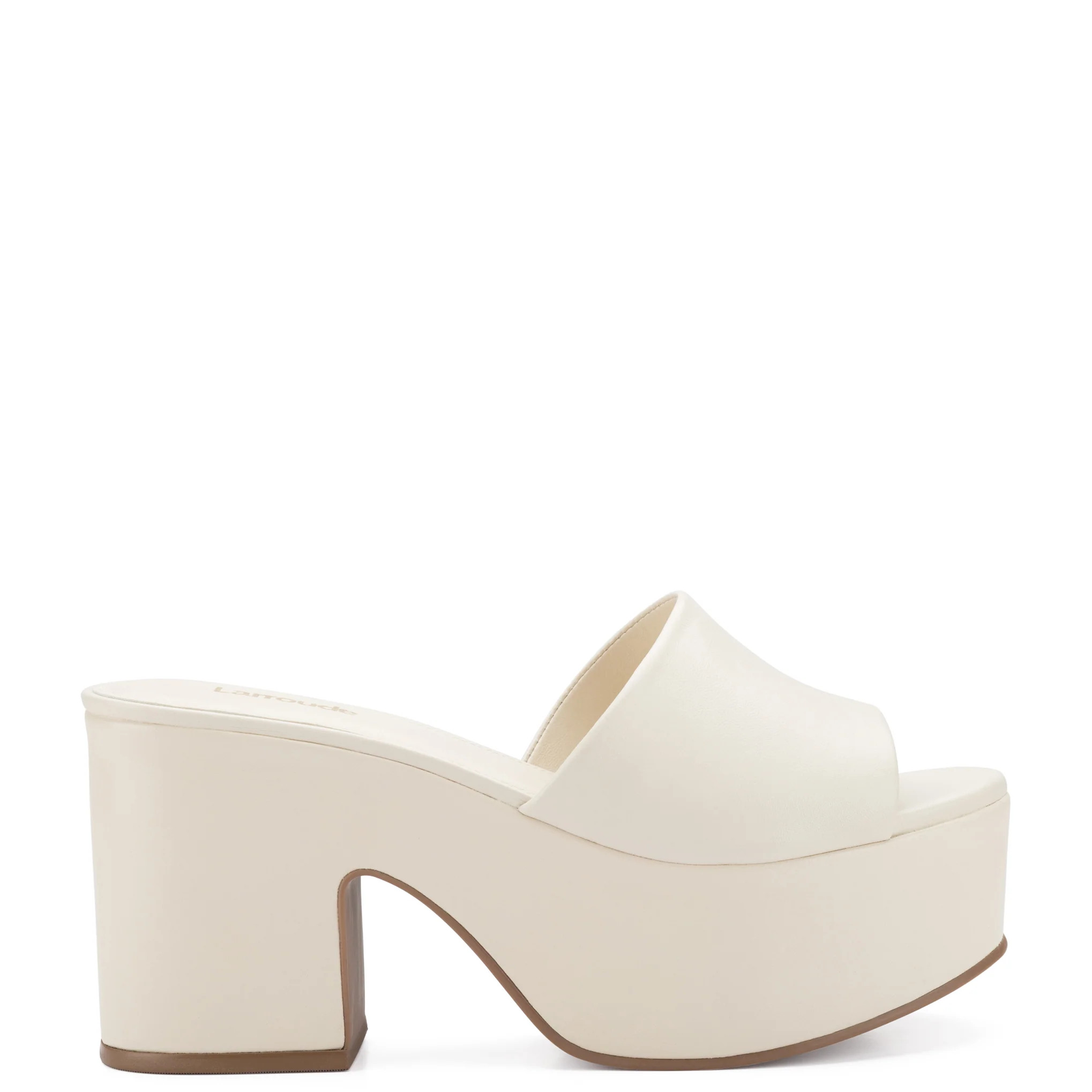Miso Platform Sandal In Ivory Leather | Larroude