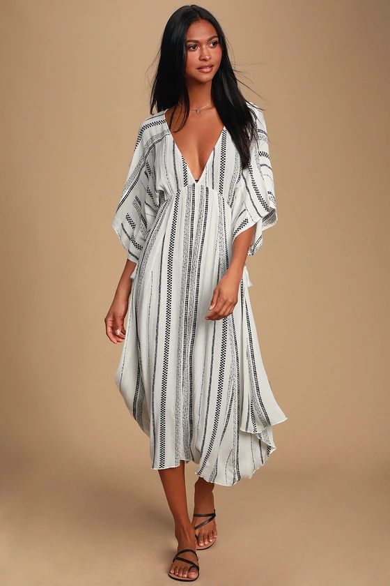 Augas Santas Black and White Striped Swim Cover-Up | Lulus