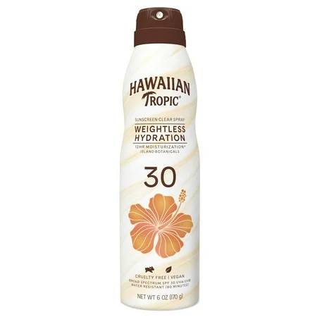 Hawaiian Tropic Silk Hydration Weightless Spray Sunscreen 6 Oz, 30 SPF, 12 Hour Moisturization, Water Resistant (80 Minutes) Sunblock | Walmart (US)