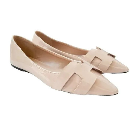 Wild Diva Pippa-410 Women s Slip-On Pattern PU Pointed Toe Ballet Flats Shoes NUDE 8 | Walmart (US)