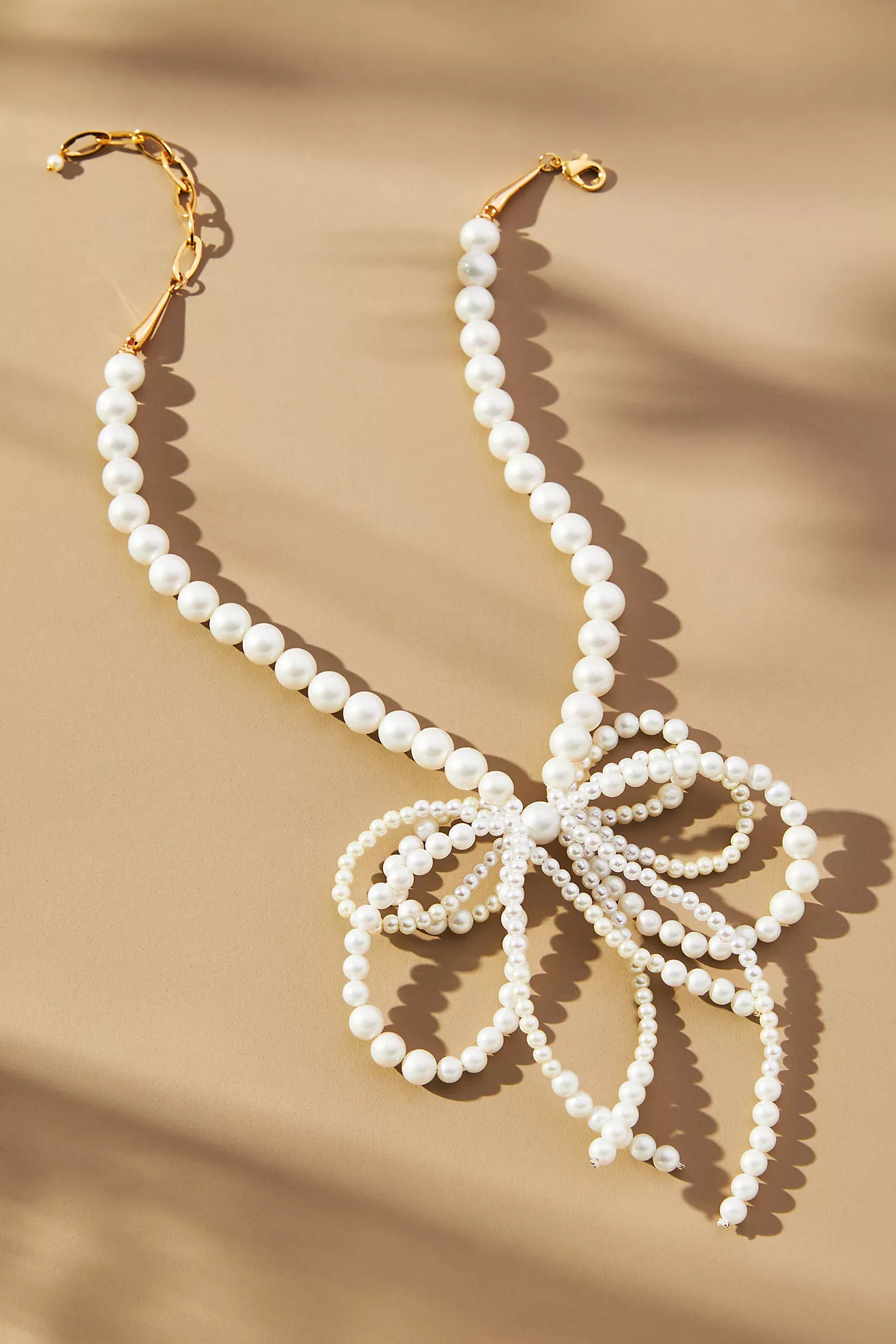 Multi-Layer Pearl Bow Necklace | Anthropologie (US)