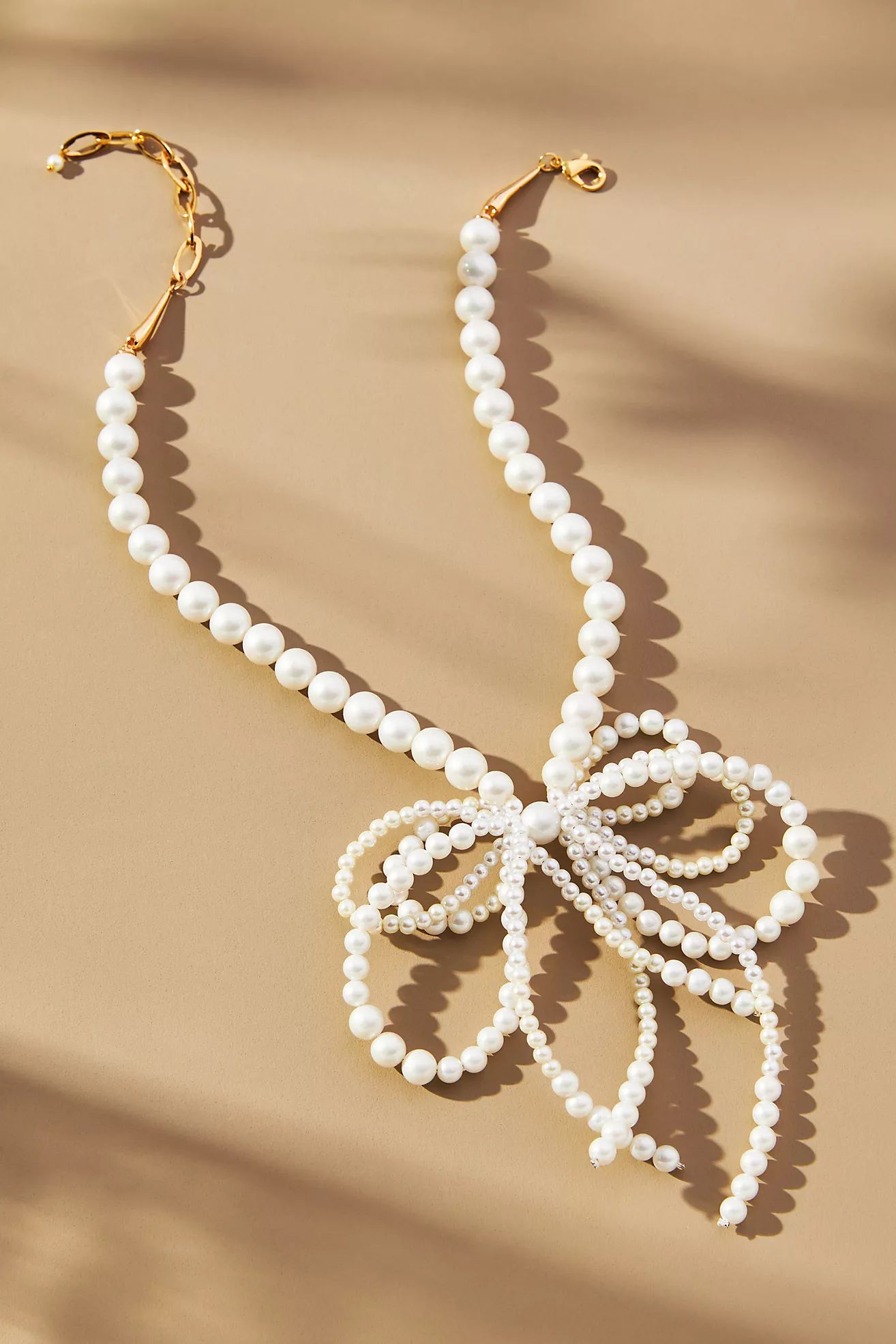 Multi-Layer Pearl Bow Necklace | Anthropologie (US)