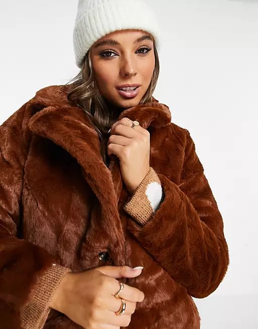 Wednesday's Girl oversized longline coat in faux fur | ASOS (Global)