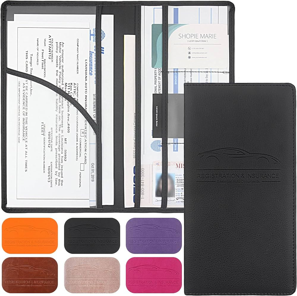 Car Registration and Insurance Holder, Premium Leather Registration and Insurance Card Holder,veh... | Amazon (US)