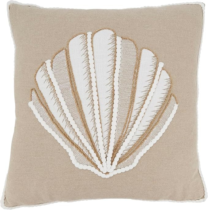 SARO LIFESTYLE Sandy Shore Seashell Throw Pillow Cover | Amazon (US)