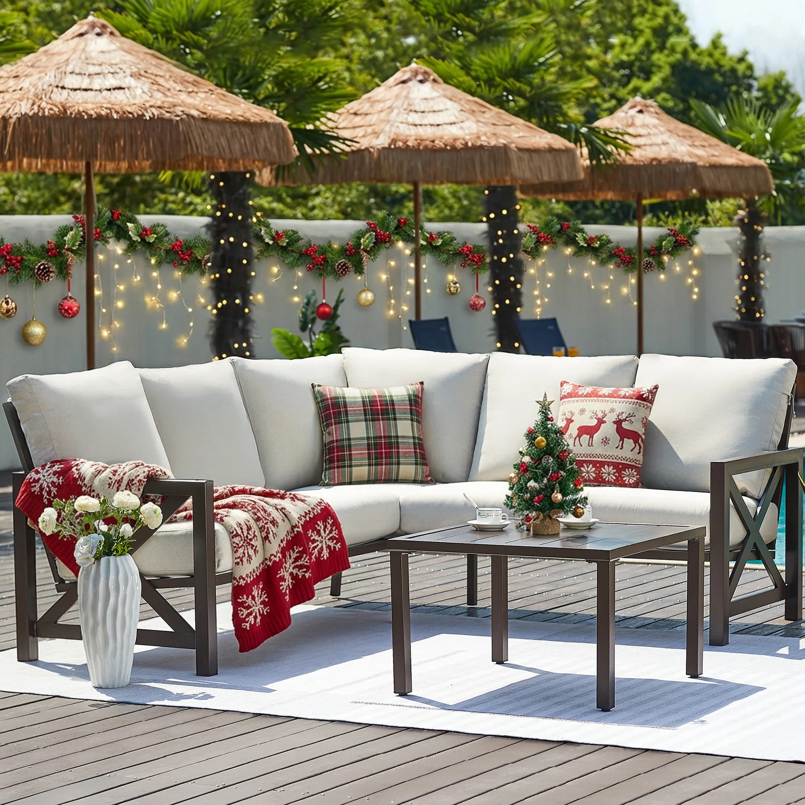 Nolensville Outdoor 5-Person L-Shaped Patio Conversation Set | Wayfair North America