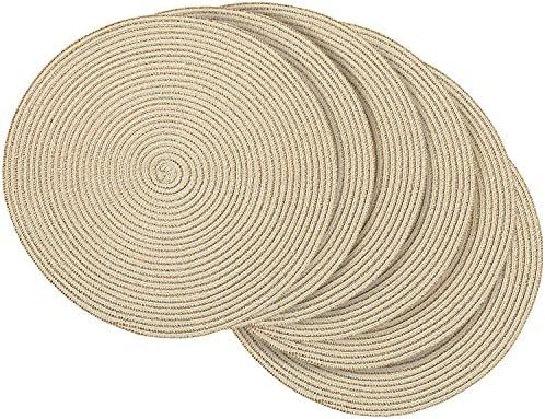 homing 15 Inch Round Place Mats Set of 6 for Dining Table – Woven Heat Resistant Washable Rever... | Amazon (US)