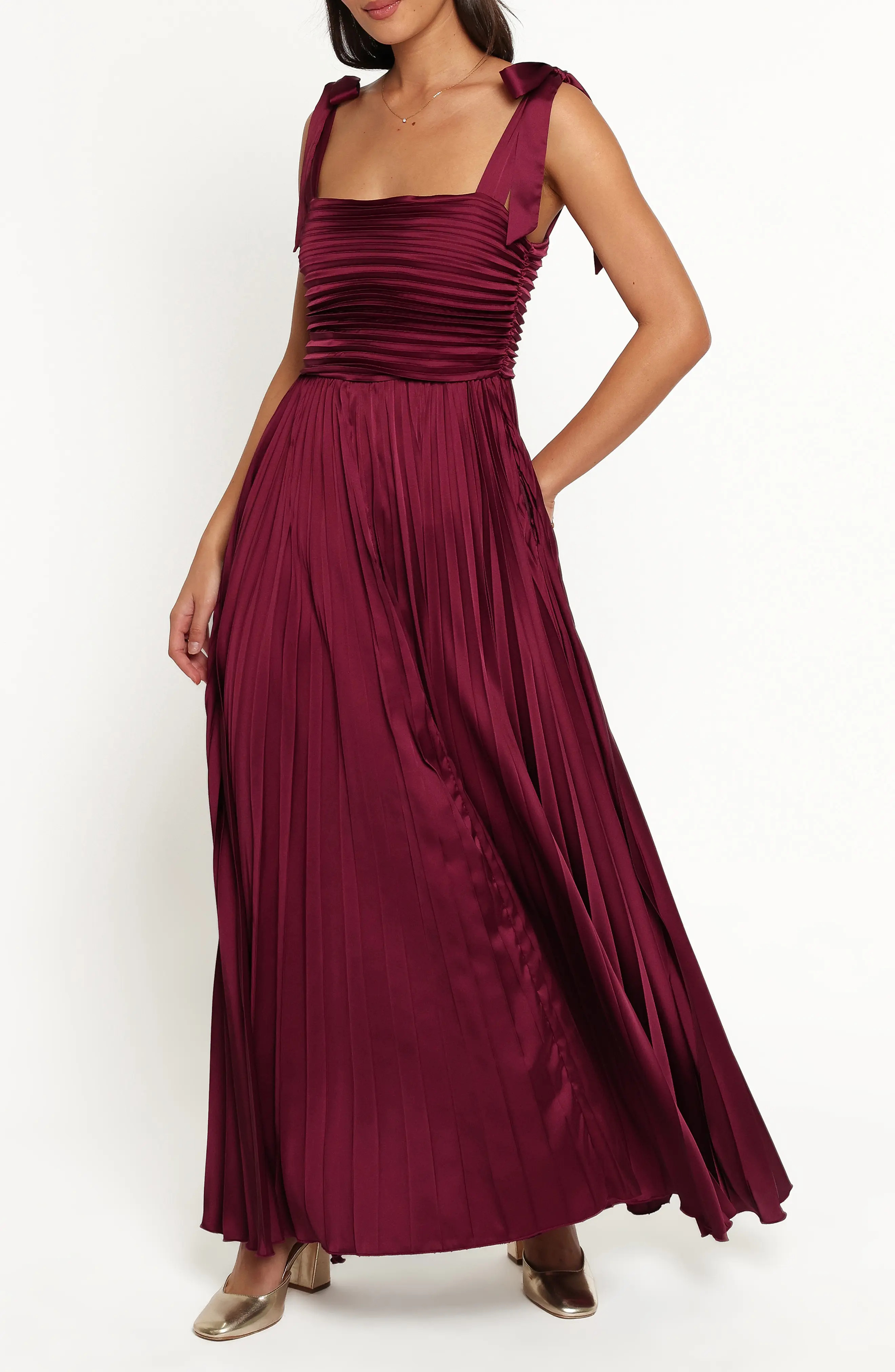 Petal & Pup Beaumont Maxi Dress in Wine at Nordstrom, Size Xx-Small | Nordstrom