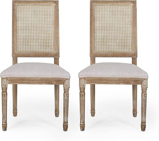 Christopher Knight Home Regina Dining Chair, Light Gray + Natural | Amazon (US)
