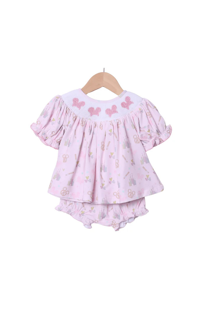 Smocked Mouse Park Snacks Bloomer Set | The Smocked Flamingo